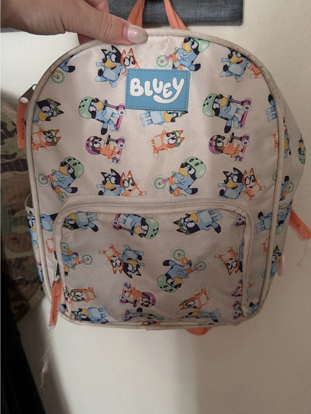 Kids Backpack - Cream with Multicolor Character Print